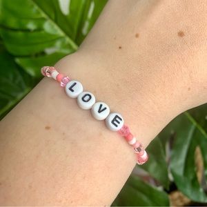 Love Pink Word Beaded Bracelet